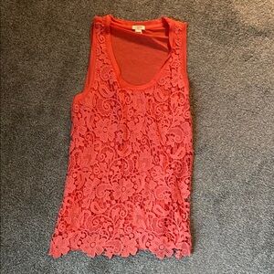 J Crew Lace Sleeveless Top - Coral